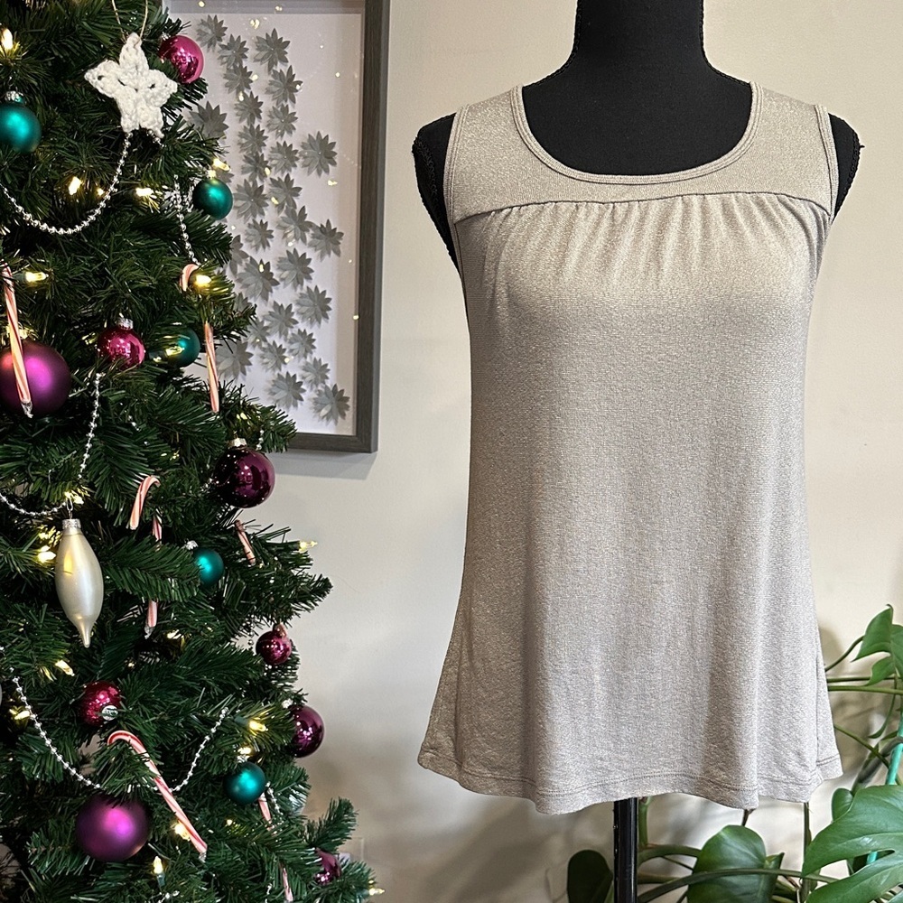 *MICHAEL STARS* Shiny Gray Scoop Neck Tank Top “One Size Fits Most”